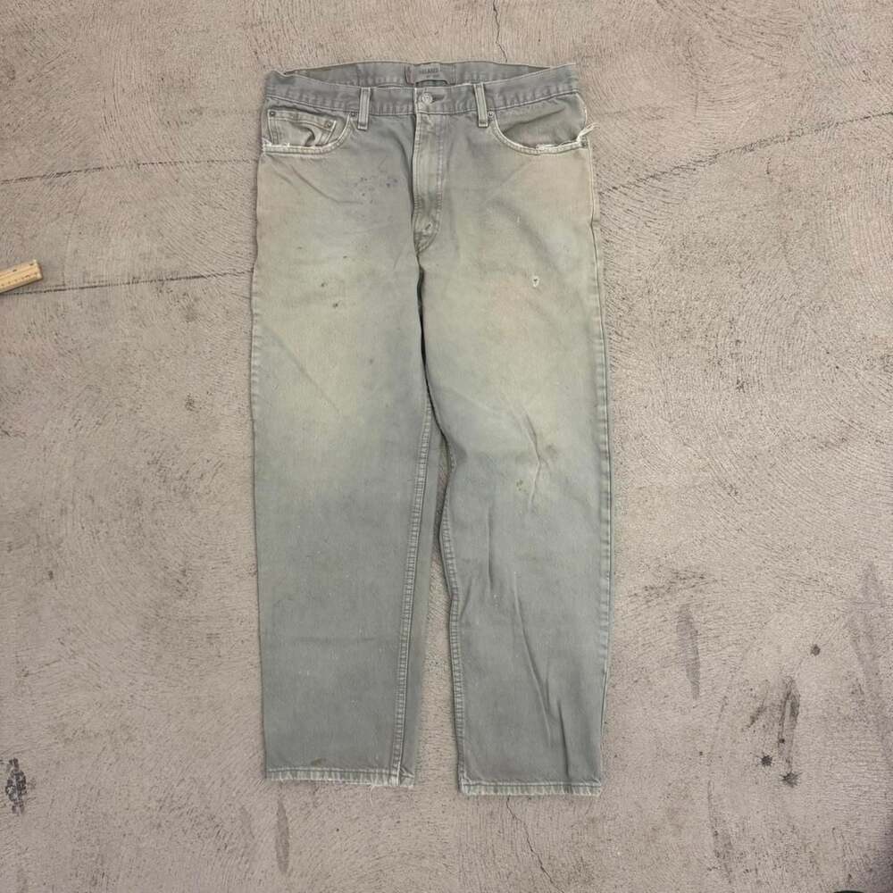 Levi's 550 Relaxed Fit Made in USA Distressed Grey Denim Jeans